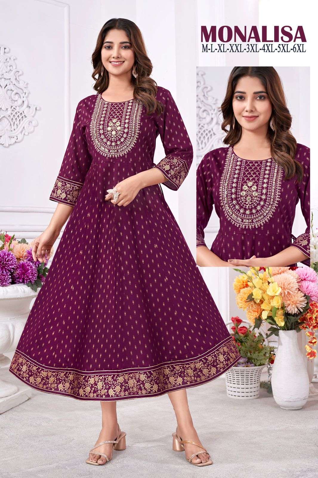 MF MONALISA RAYON FANCY MIDI GOWN 