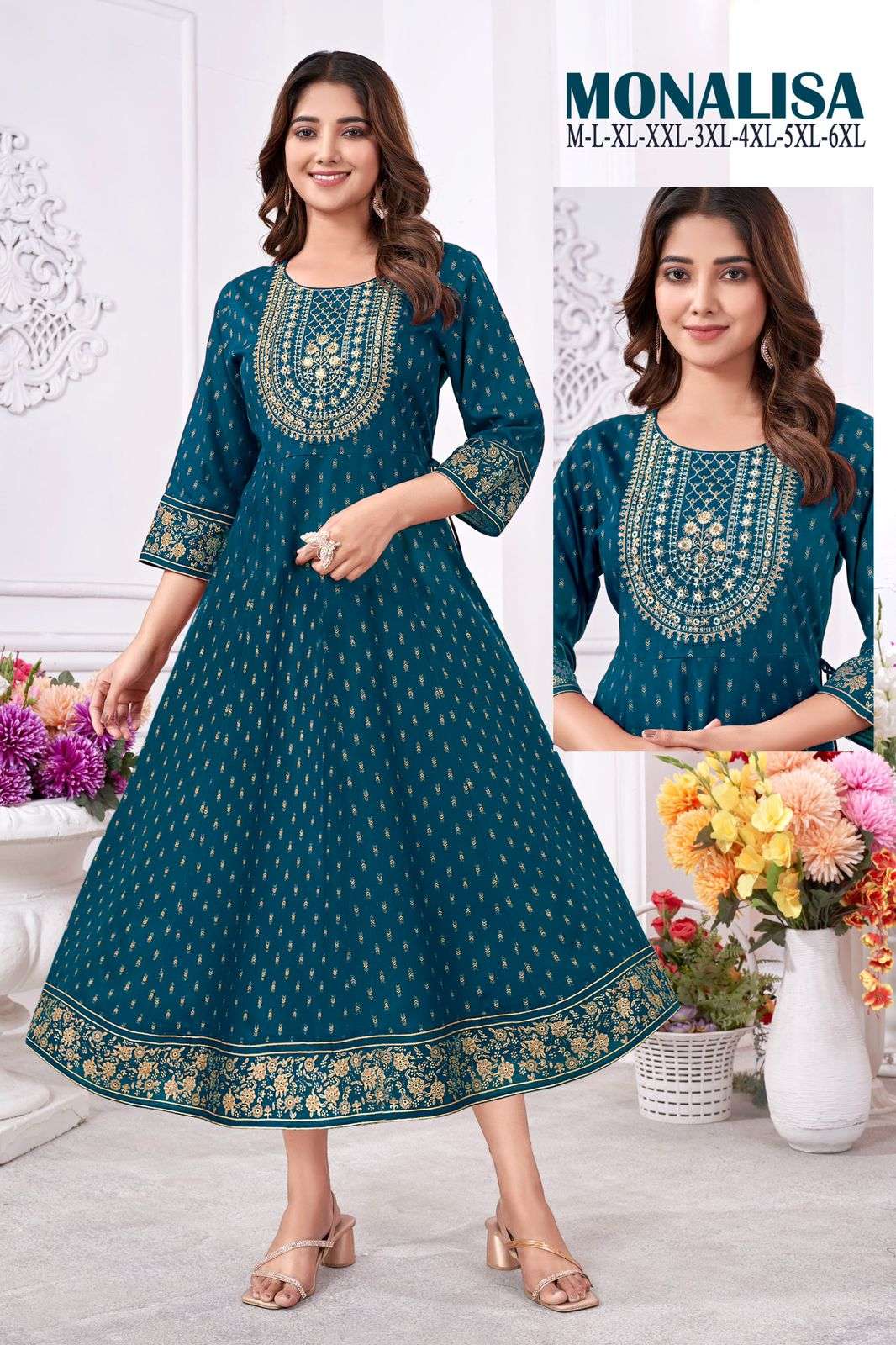 MF MONALISA RAYON FANCY MIDI GOWN 