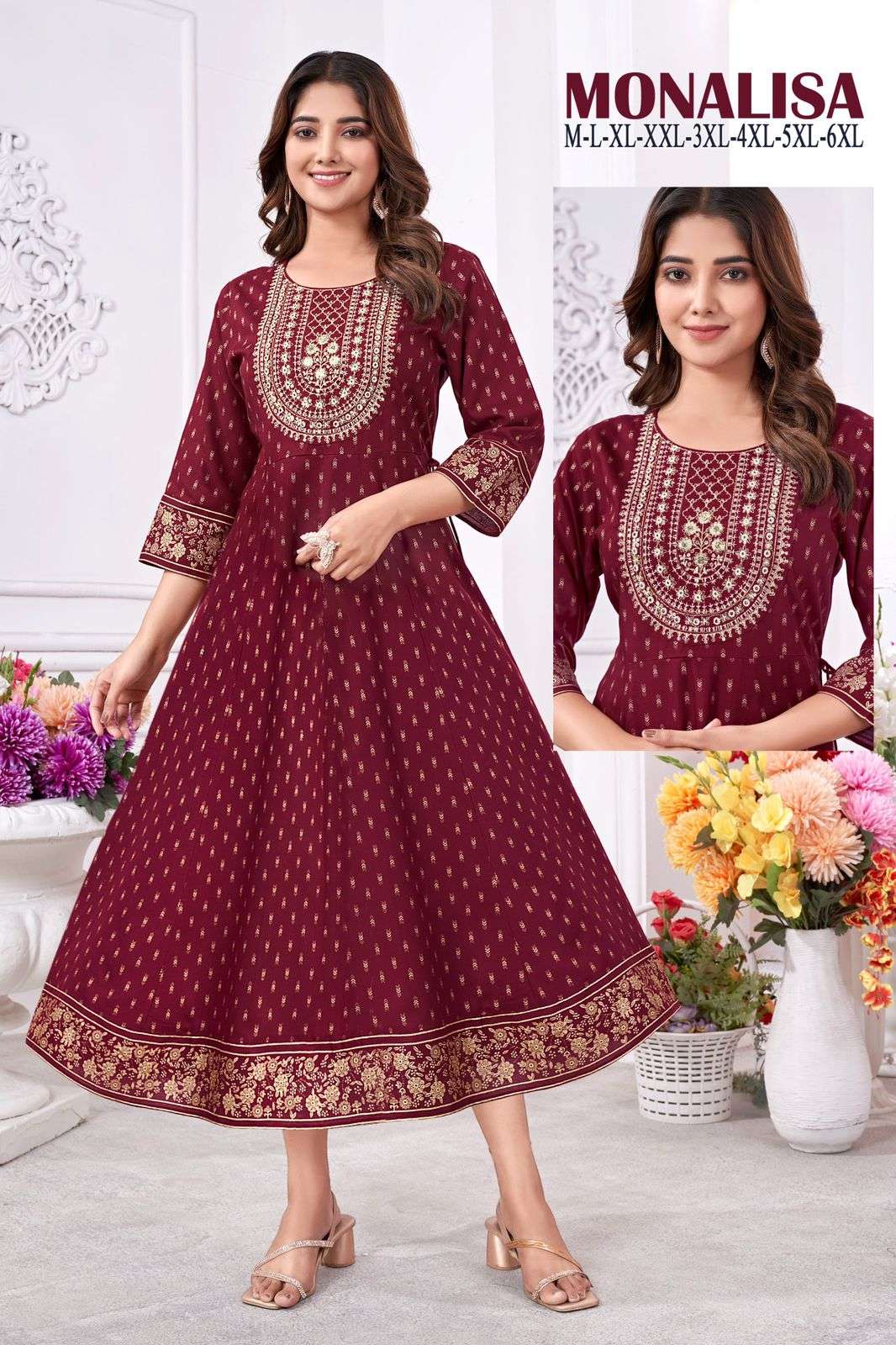 MF MONALISA RAYON FANCY MIDI GOWN 