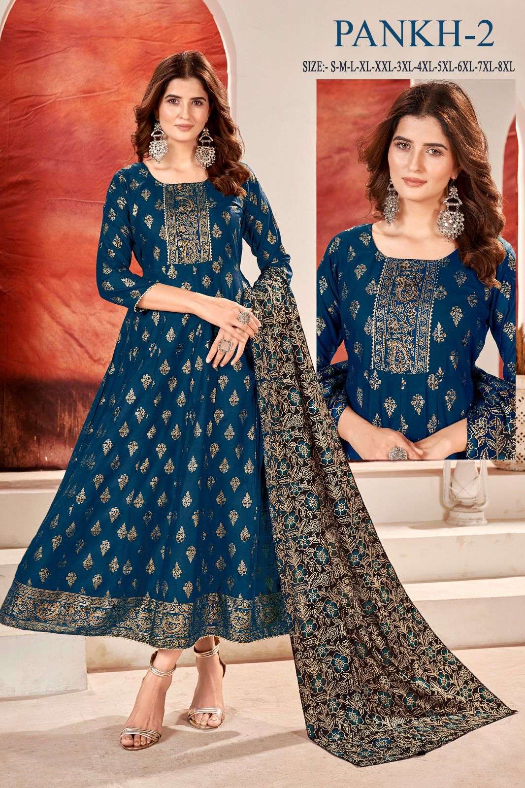 MF PANKH VOL 2 RAYON GOWN WITH DUPATTA SET 