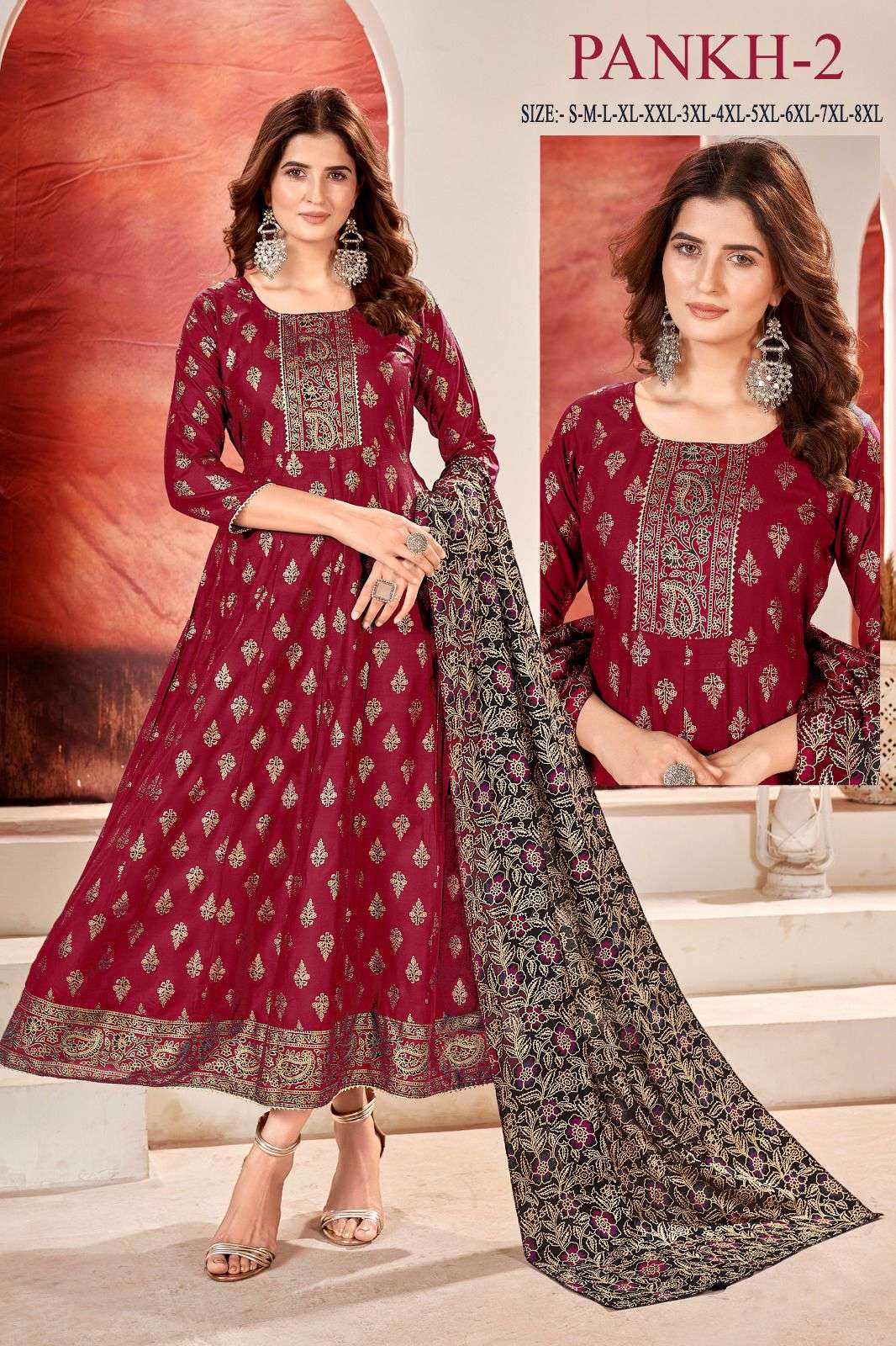 MF PANKH VOL 2 RAYON GOWN WITH DUPATTA SET 