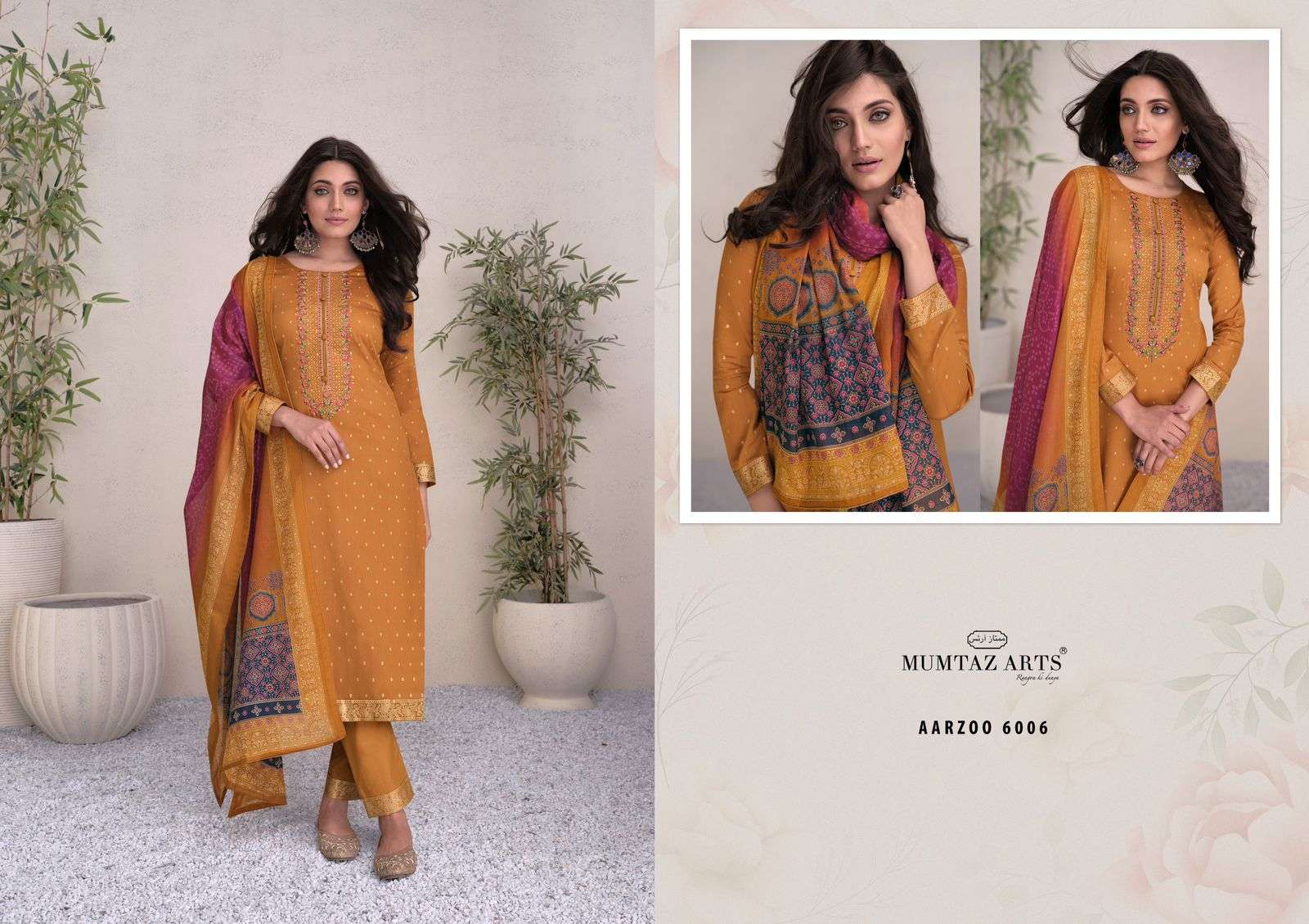MUMTAZ ARTS AARZOO JAM SATIN FANCY WORK SUIT