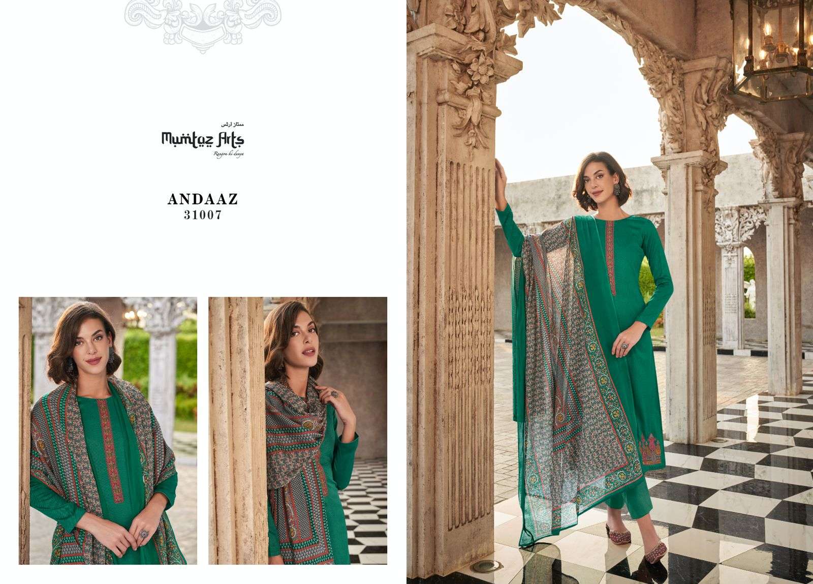 MUMTAZ ARTS ANDAAZ  JAM SATIN FANCY WORK SUIT