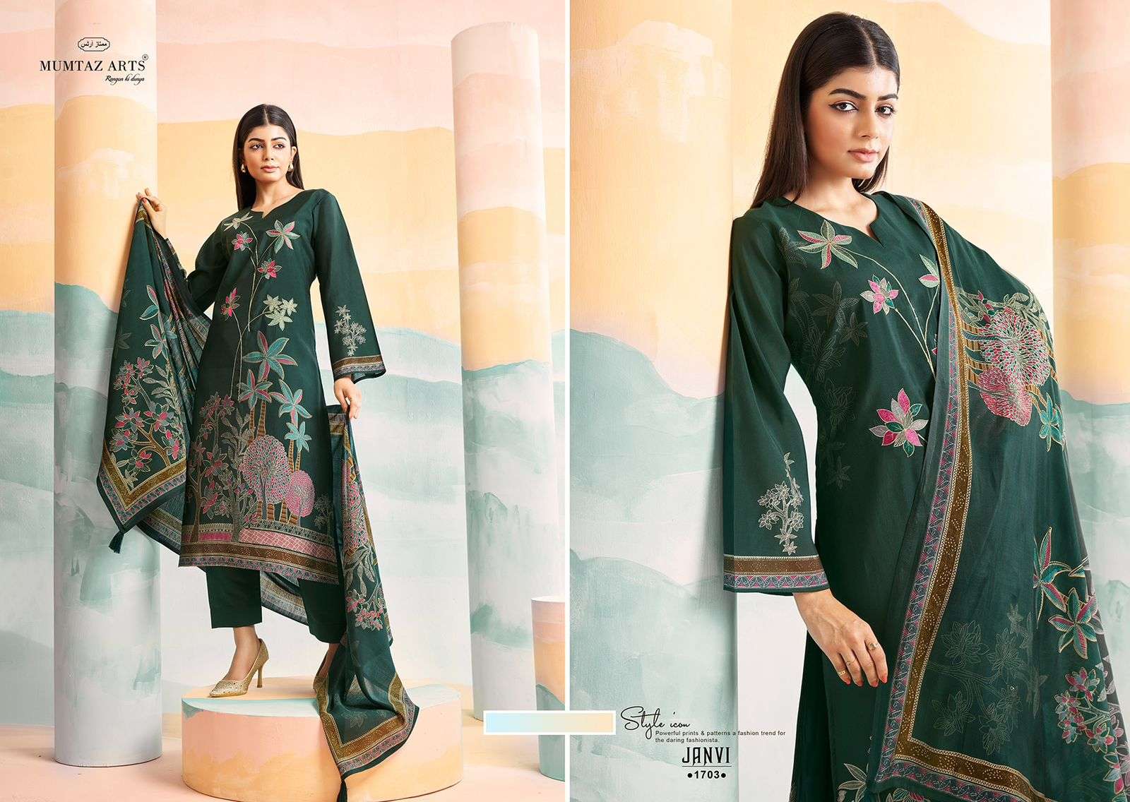 MUMTAZ ARTS JANVI VOL 2 VISCOSE FANCY WORK SUIT