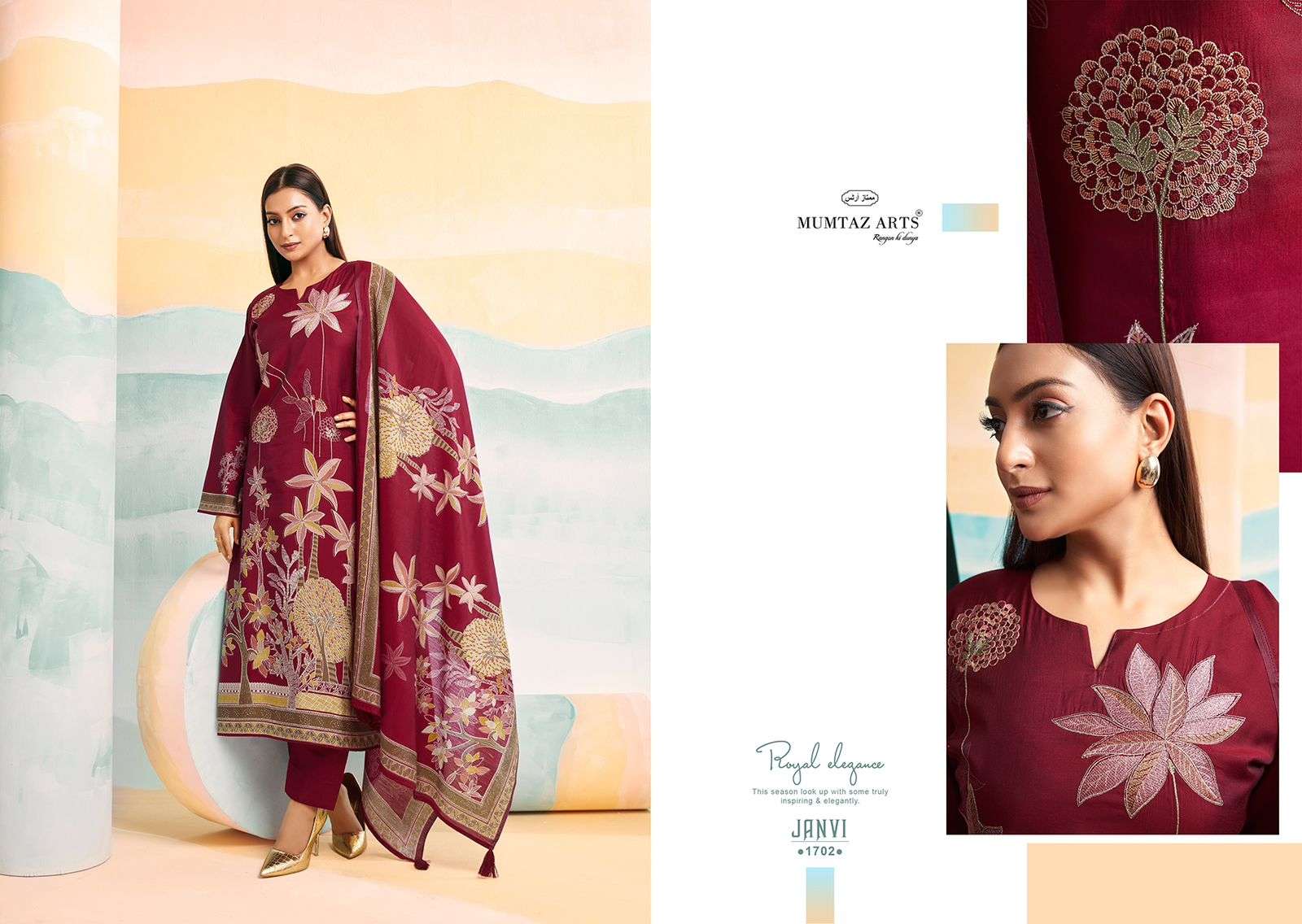MUMTAZ ARTS JANVI VOL 2 VISCOSE FANCY WORK SUIT