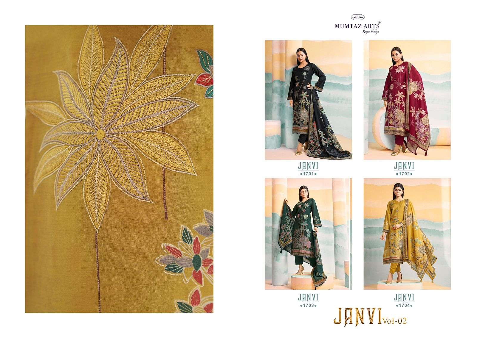 MUMTAZ ARTS JANVI VOL 2 VISCOSE FANCY WORK SUIT