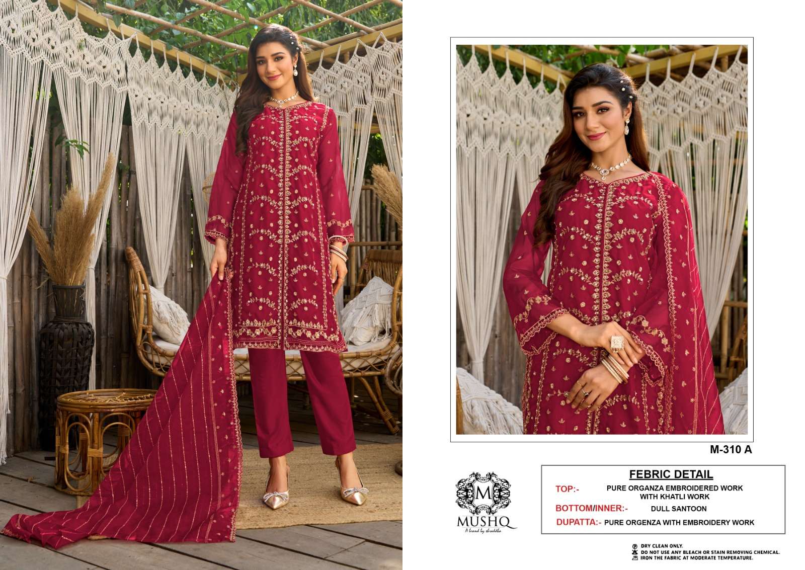 MUSHQ M 310 ORGANZA EMBOIDERED SUIT