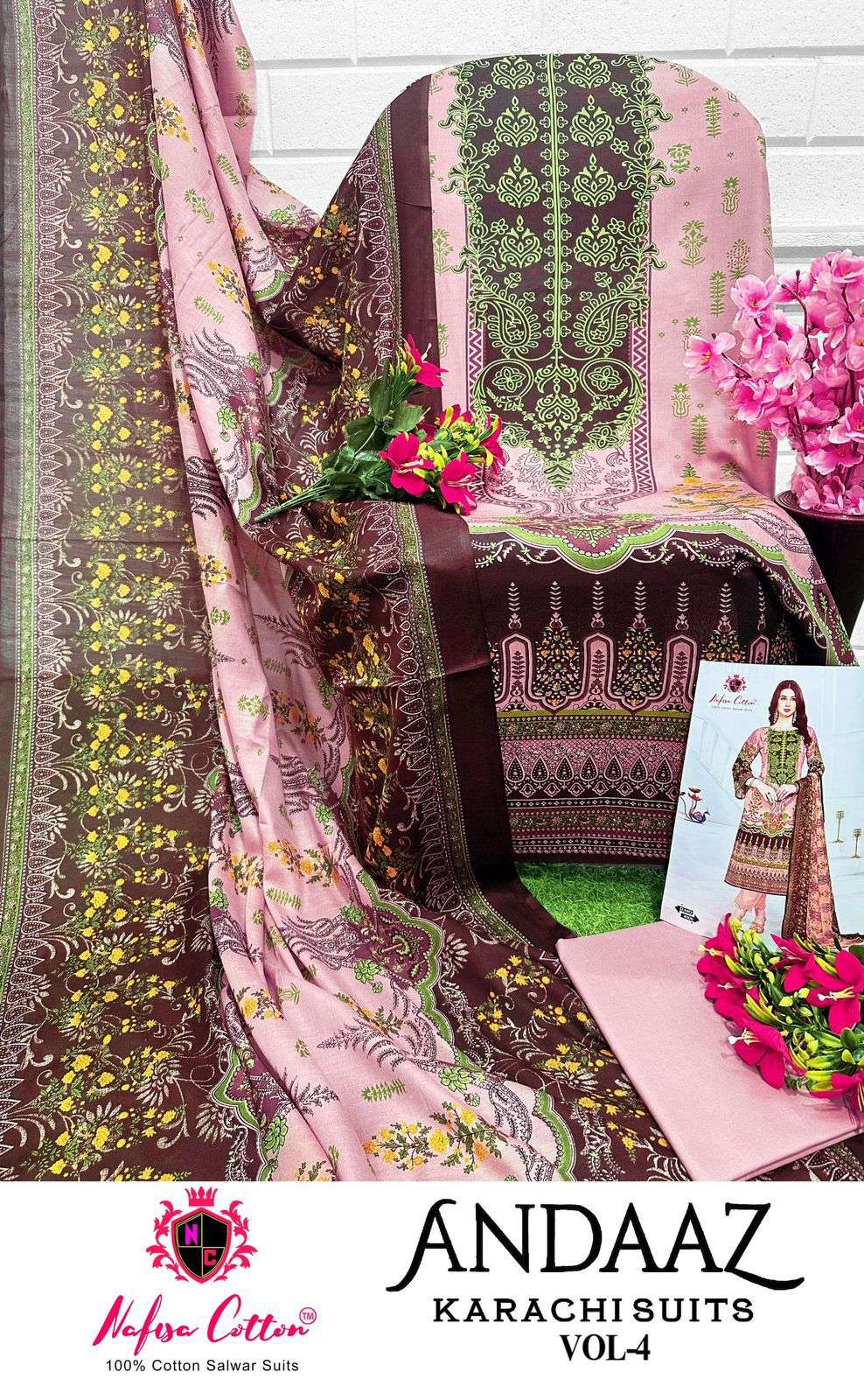 NAFISA COTTON ANDAAZ KARACHI SUITS VOL 4 COTTON DIGITAL PRINT SUIT