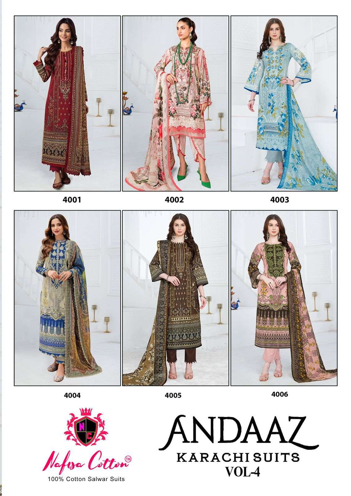 NAFISA COTTON ANDAAZ KARACHI SUITS VOL 4 COTTON DIGITAL PRINT SUIT