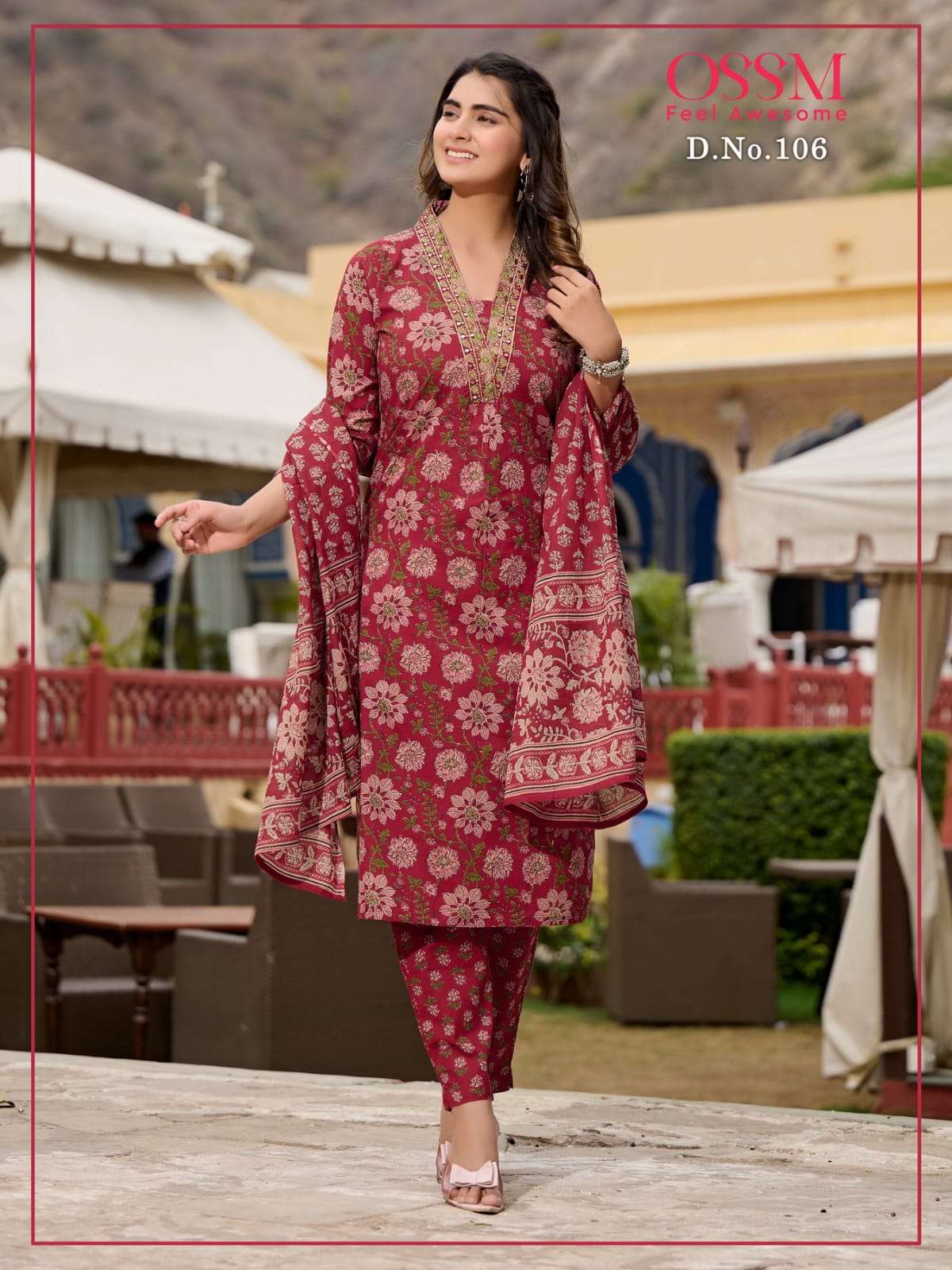 OSSM MALHAR COTTON PRINT LADIES KURTI COMBO SET 
