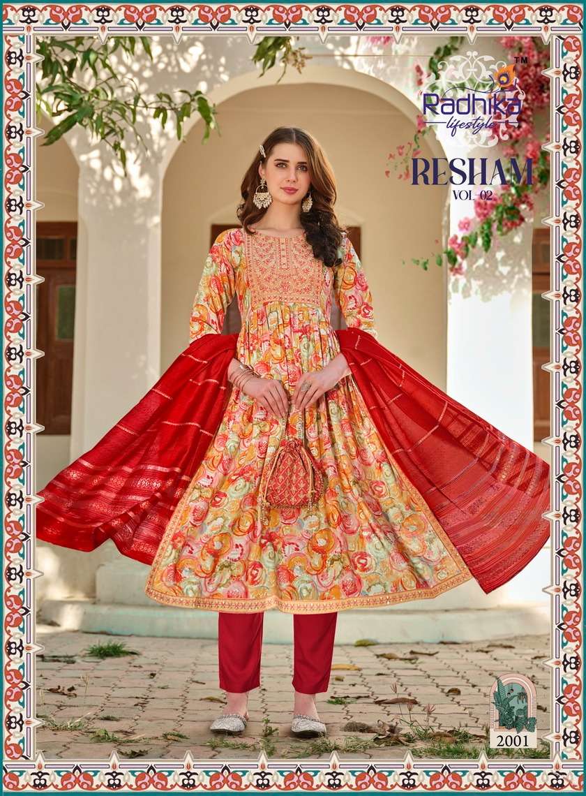 RADHIKA LIFESTYLE RESHAM VOL 2 NAIRA STYLE KURTI COMBO SET 