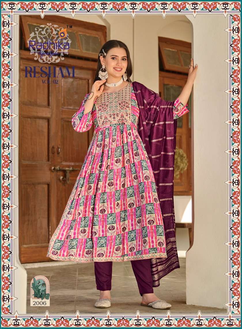 RADHIKA LIFESTYLE RESHAM VOL 2 NAIRA STYLE KURTI COMBO SET 