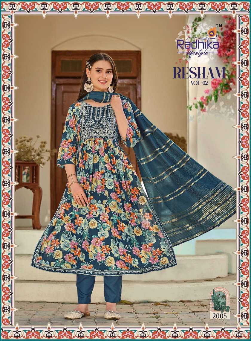 RADHIKA LIFESTYLE RESHAM VOL 2 NAIRA STYLE KURTI COMBO SET 
