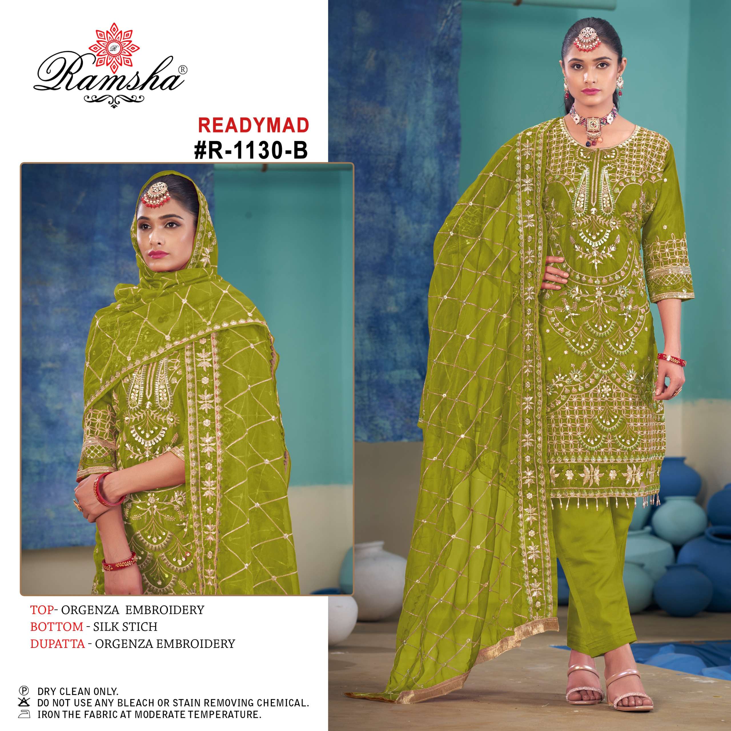 RAMSHA R 1130 ORGANZA EMBROIDERED SUIT
