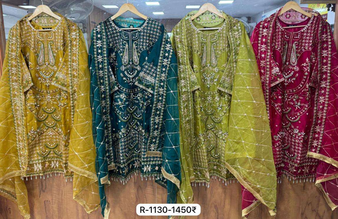 RAMSHA R 1130 ORGANZA EMBROIDERED SUIT