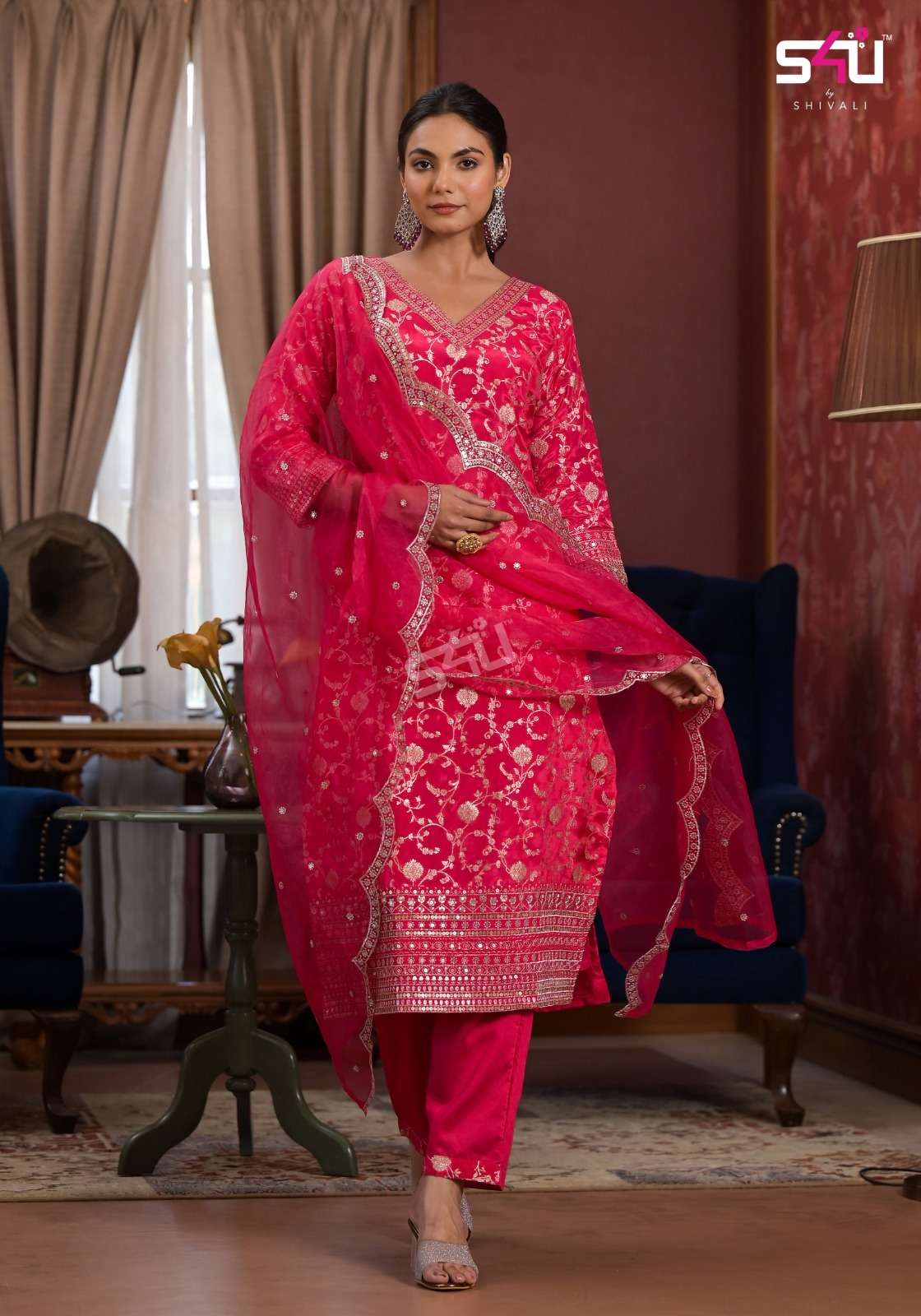 S4U SHIVALI THE BANARAS STORY DOLA JACQUARD DESIGNER SUIT