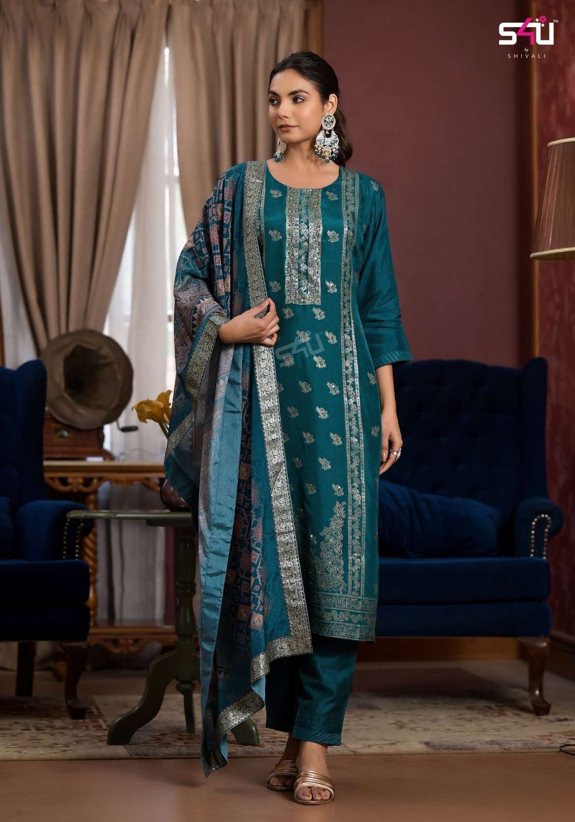 S4U SHIVALI THE BANARAS STORY DOLA JACQUARD DESIGNER SUIT