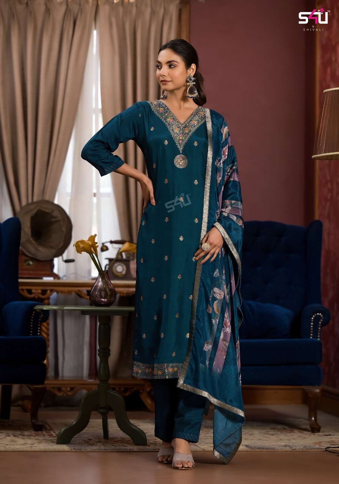 S4U SHIVALI THE BANARAS STORY DOLA JACQUARD DESIGNER SUIT