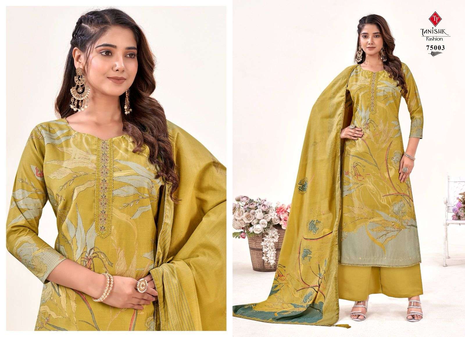 TANISHK FASHION IKRAT MUSLIN DESIGNER SUIT