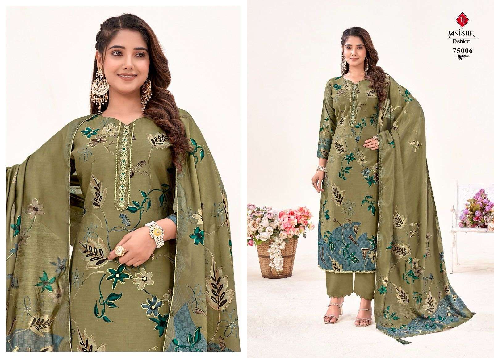 TANISHK FASHION IKRAT MUSLIN DESIGNER SUIT