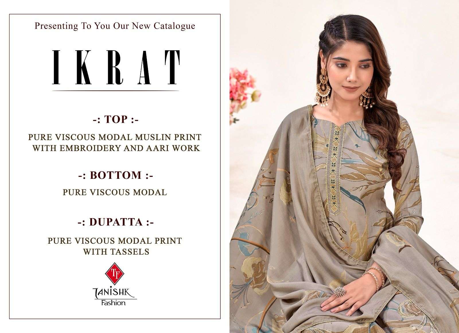 TANISHK FASHION IKRAT MUSLIN DESIGNER SUIT