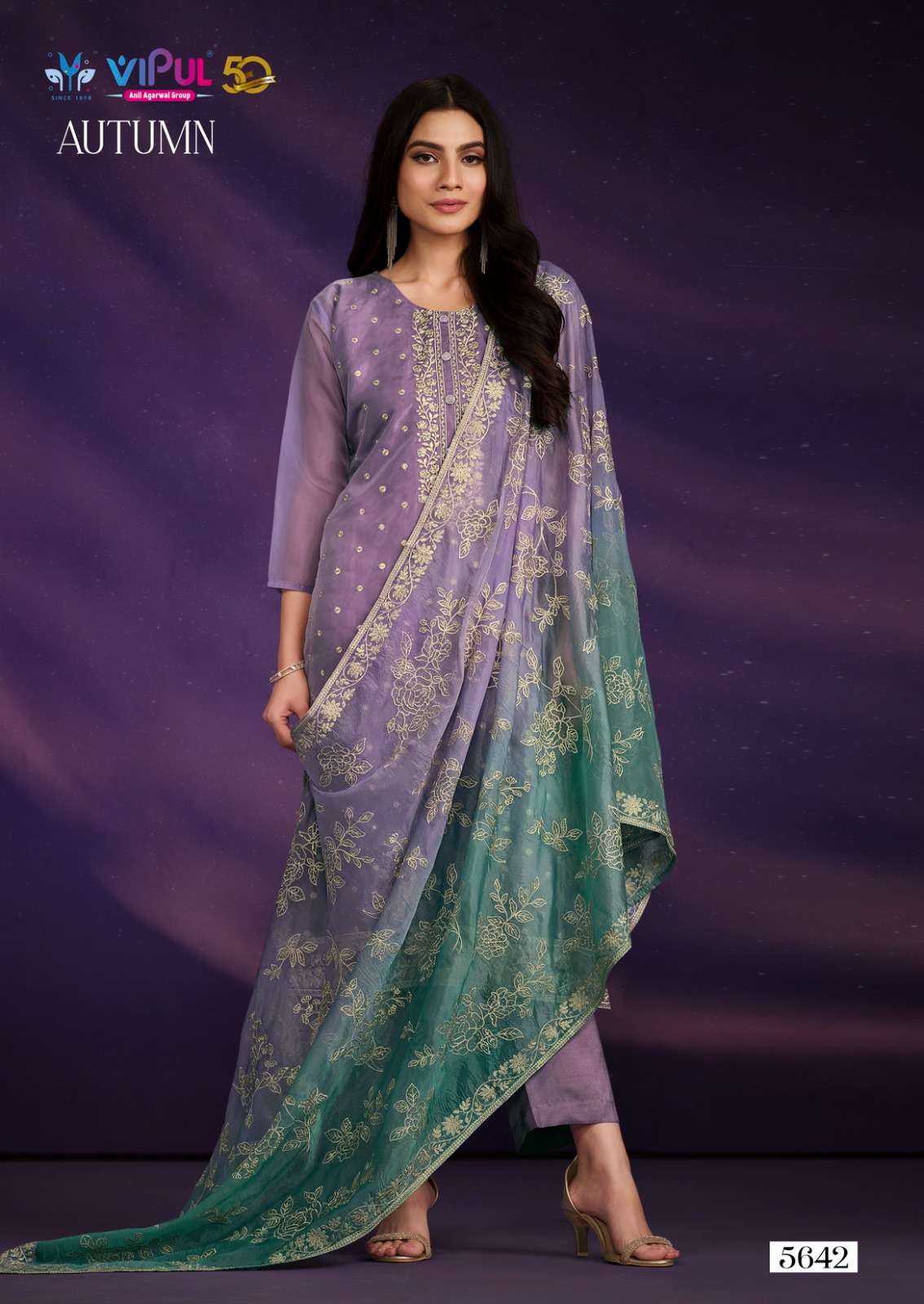 VIPUL AUTUMN ORGANZA EMBROIDERY DESIGNER SUIT