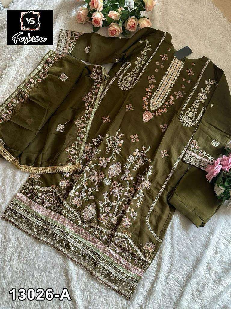 VS FASHION D NO 13026 ORGANZA EMBROIDERED SUIT