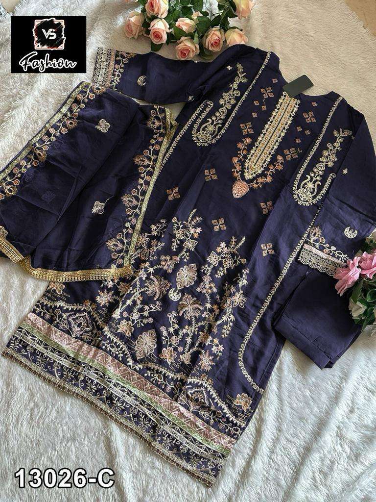 VS FASHION D NO 13026 ORGANZA EMBROIDERED SUIT