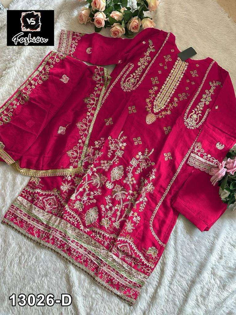 VS FASHION D NO 13026 ORGANZA EMBROIDERED SUIT