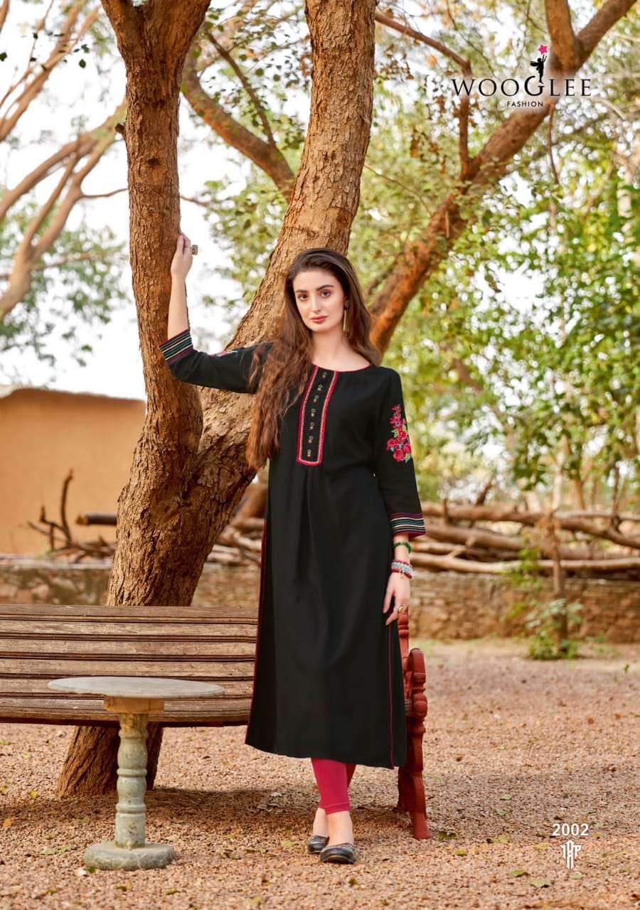 WOOGLEE SAMIRA RAYON FANCY EMROIDERIES KURTI