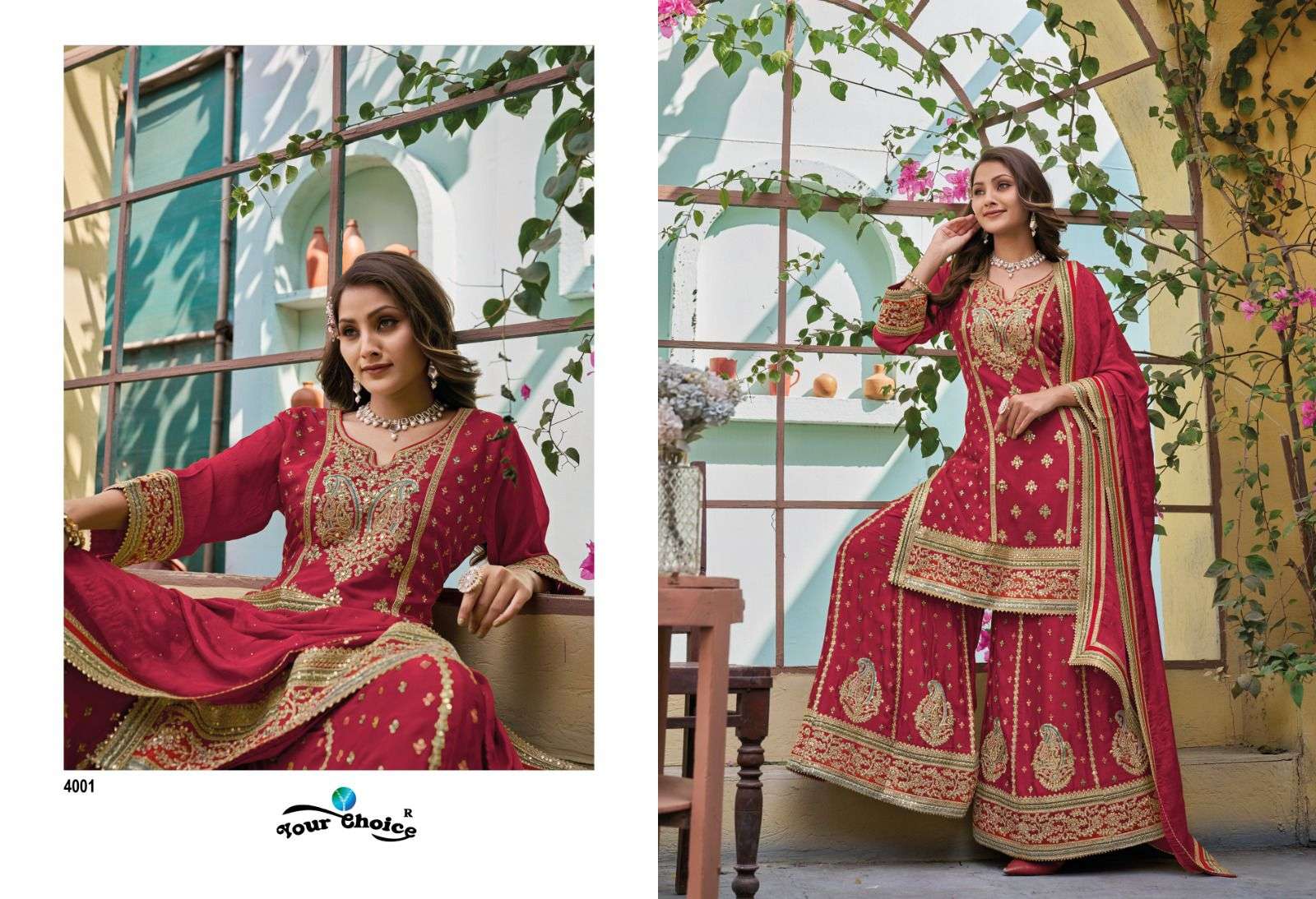 YOUR CHOICE OLIVE HEAVY DESIGNER SHARARA SUIT