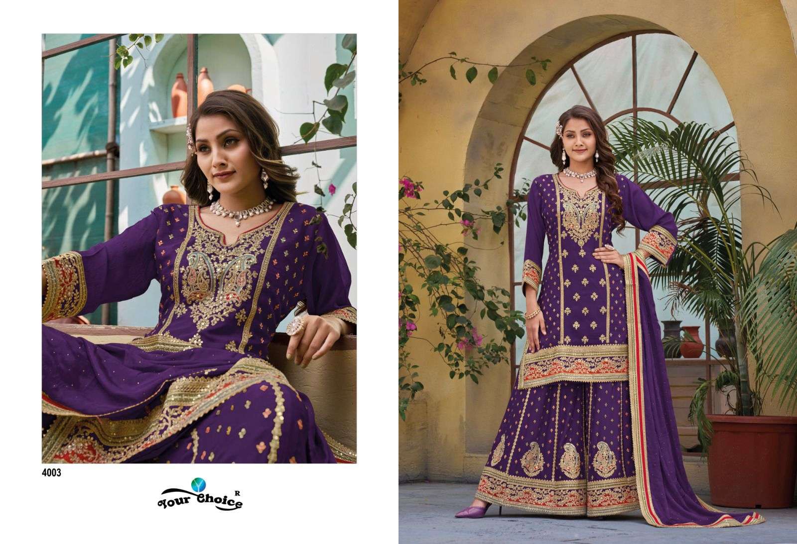 YOUR CHOICE OLIVE HEAVY DESIGNER SHARARA SUIT