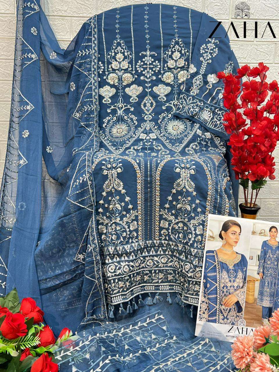 ZAHA D NO 10270 GEORGETTE HEAVY DESIGNER SUIT