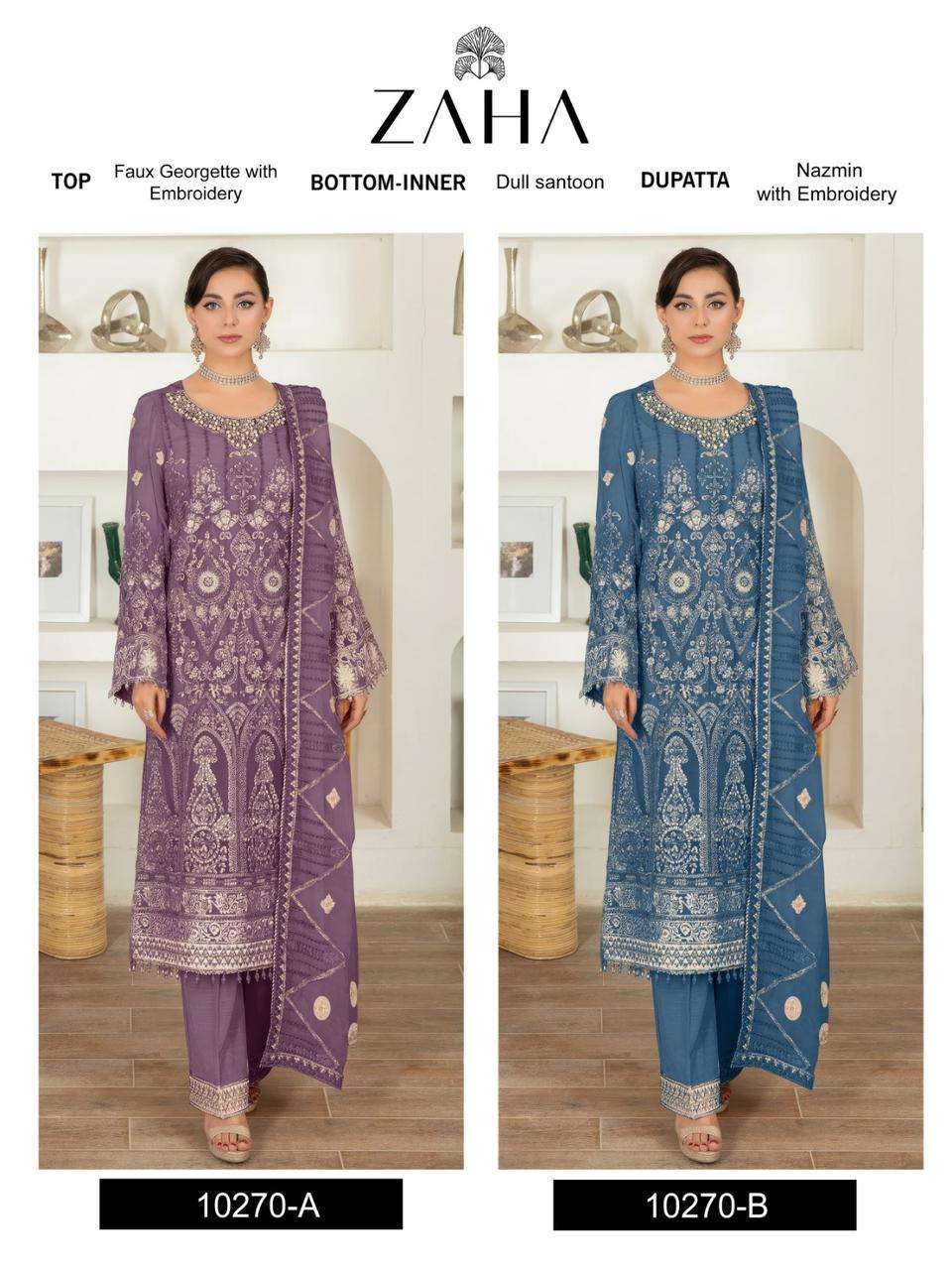 ZAHA D NO 10270 GEORGETTE HEAVY DESIGNER SUIT
