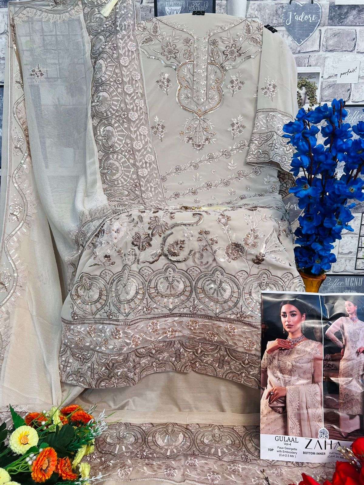 ZAHA GULAAL VOL 4 GEORGETTE HEAVY EMBROIDERED SUIT