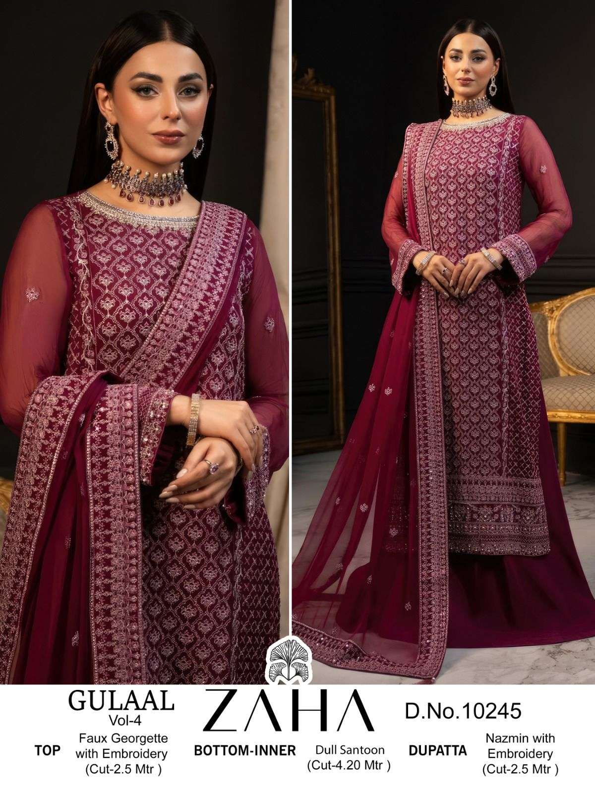 ZAHA GULAAL VOL 4 GEORGETTE HEAVY EMBROIDERED SUIT