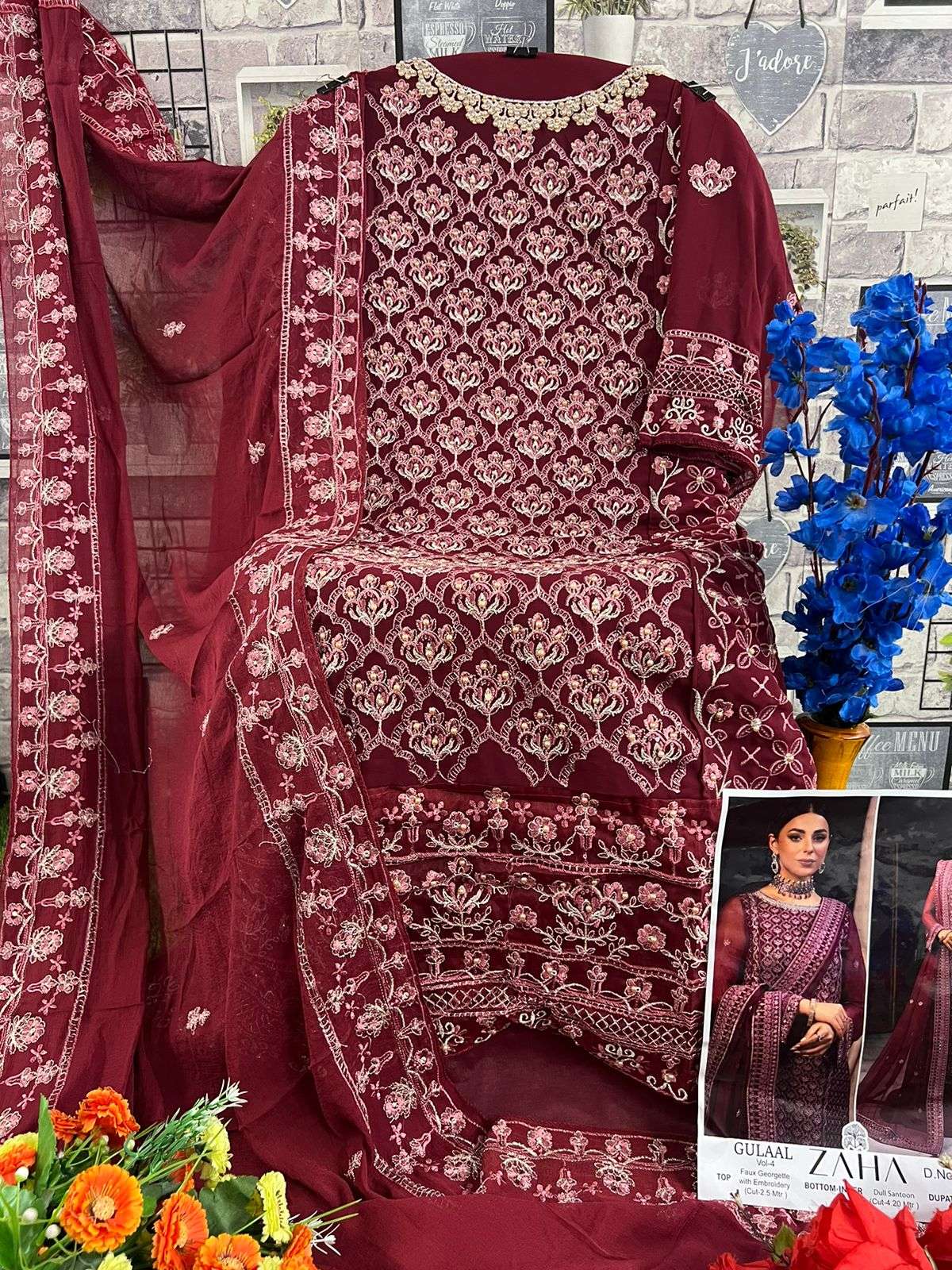 ZAHA GULAAL VOL 4 GEORGETTE HEAVY EMBROIDERED SUIT