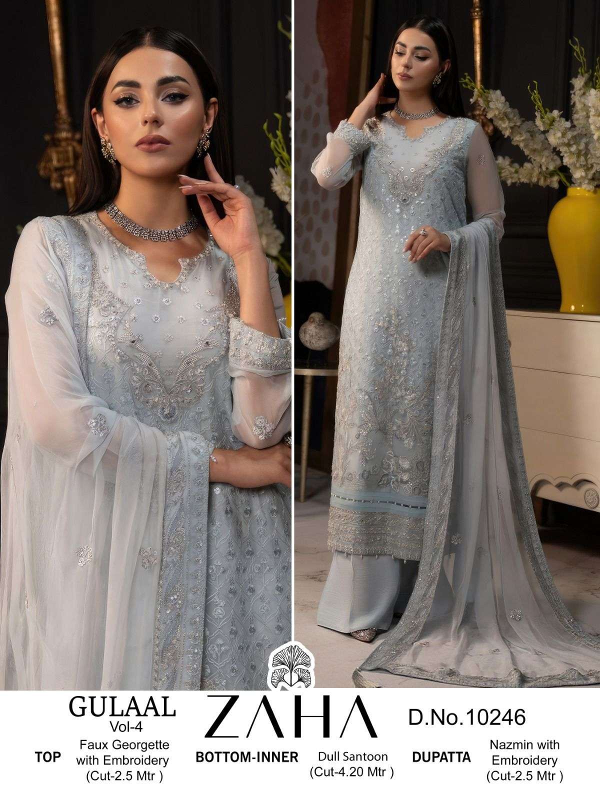ZAHA GULAAL VOL 4 GEORGETTE HEAVY EMBROIDERED SUIT
