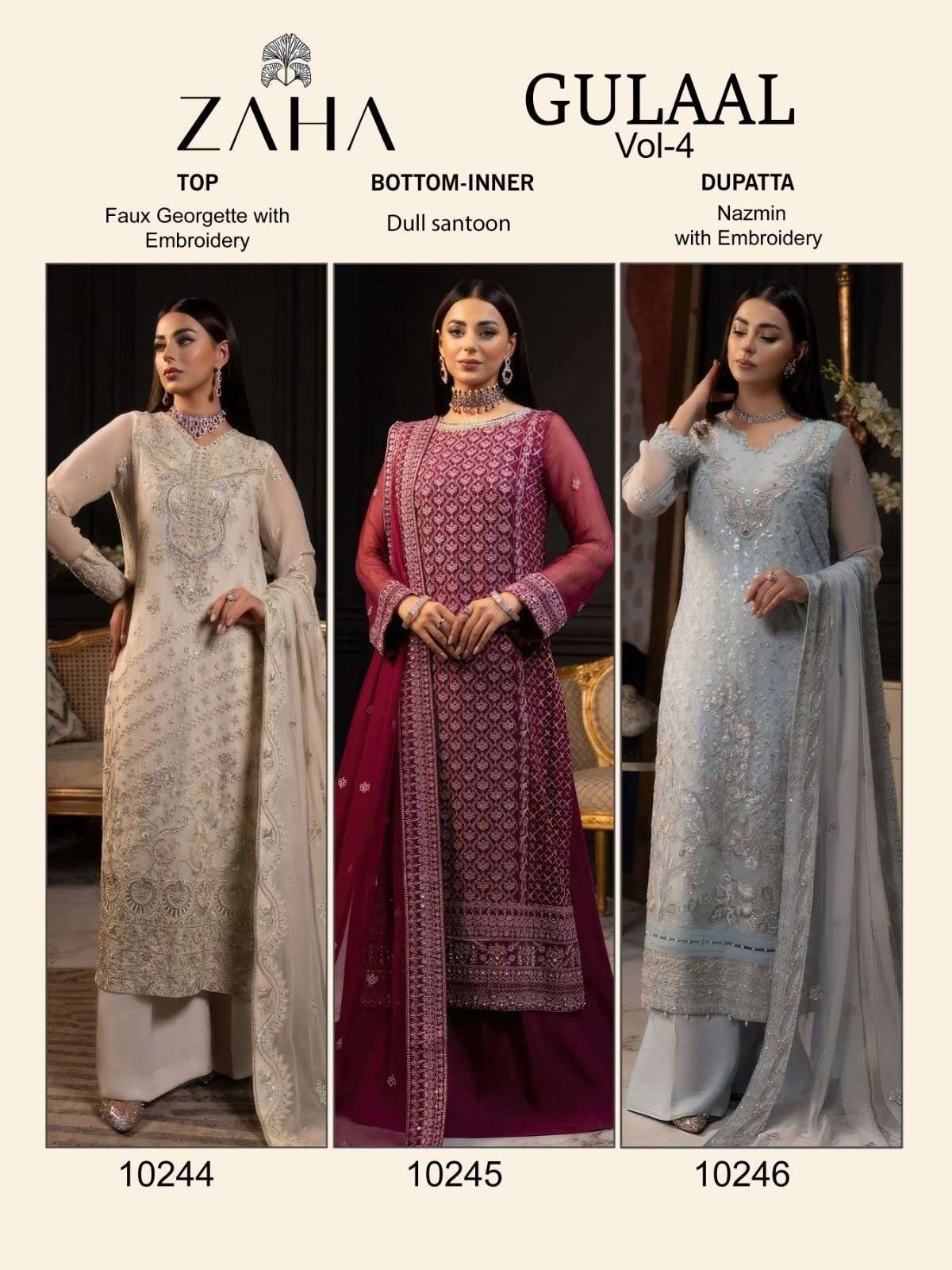 ZAHA GULAAL VOL 4 GEORGETTE HEAVY EMBROIDERED SUIT