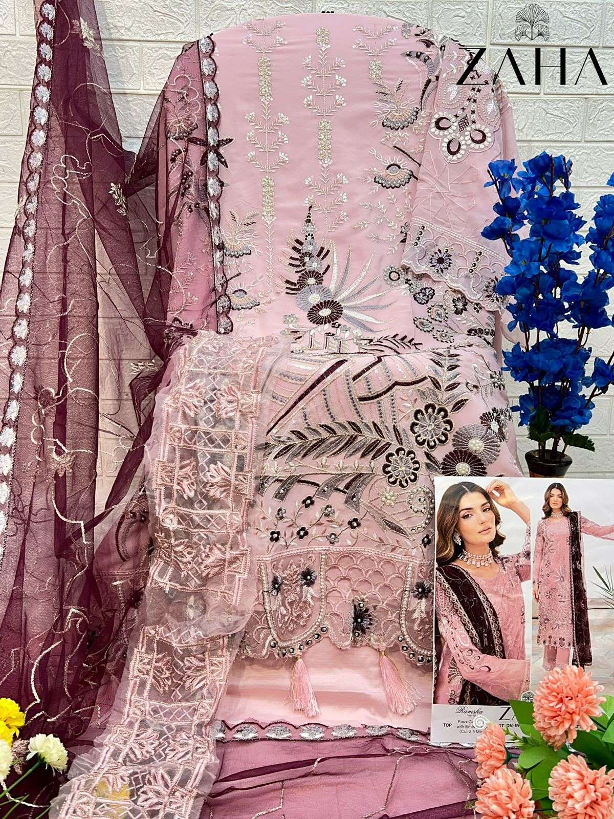 ZAHA RAMSHA VOL 15 GEORGETTE EMBROIDERED SUIT