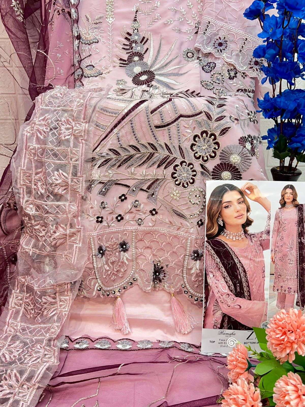 ZAHA RAMSHA VOL 15 GEORGETTE EMBROIDERED SUIT