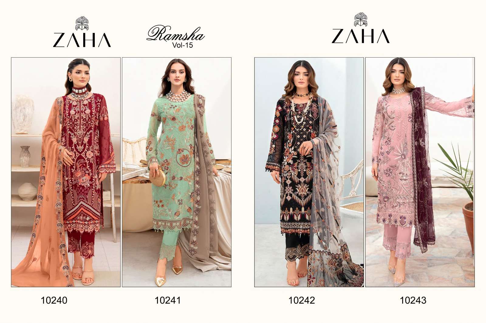 ZAHA RAMSHA VOL 15 GEORGETTE EMBROIDERED SUIT