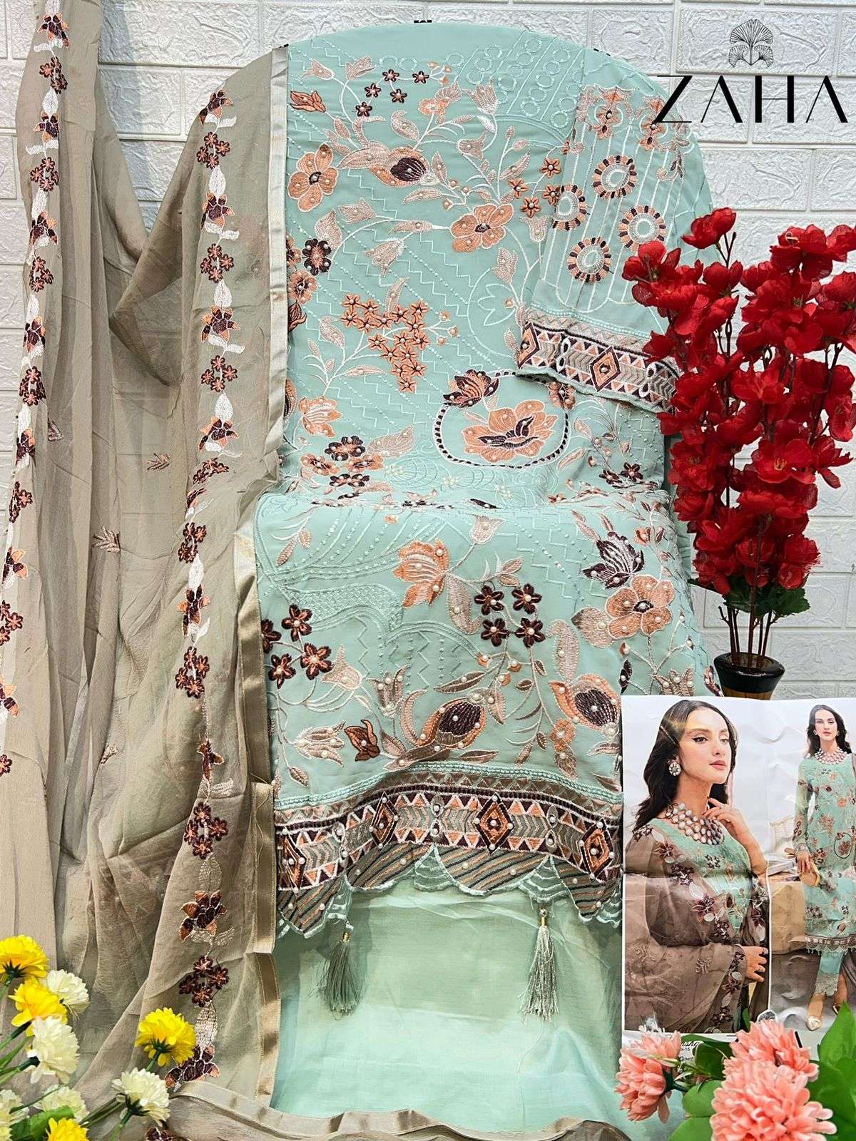 ZAHA RAMSHA VOL 15 GEORGETTE EMBROIDERED SUIT