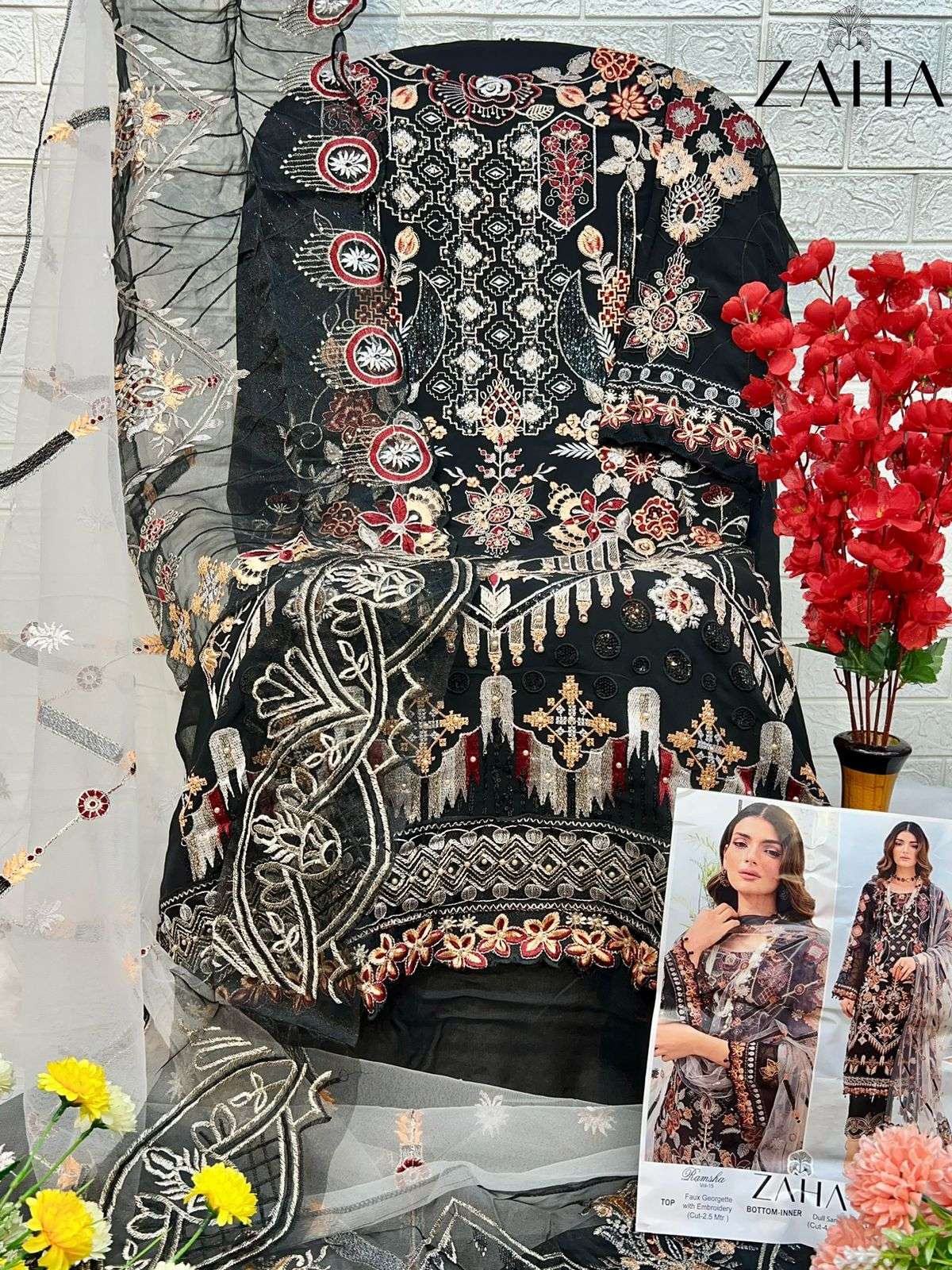 ZAHA RAMSHA VOL 15 GEORGETTE EMBROIDERED SUIT