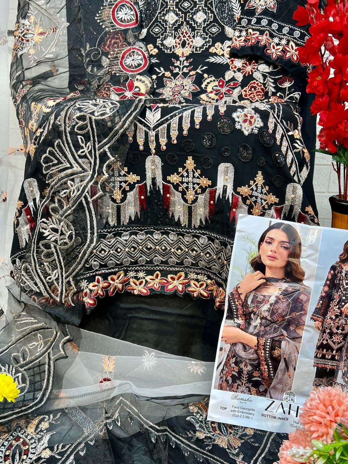 ZAHA RAMSHA VOL 15 GEORGETTE EMBROIDERED SUIT