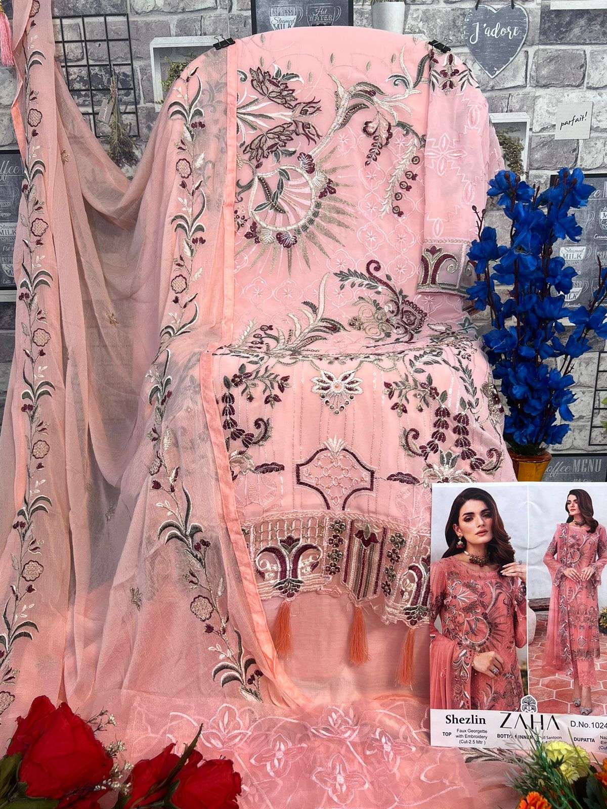 ZAHA SHEZLIN GEORGETTE EMBROIDERED SUIT