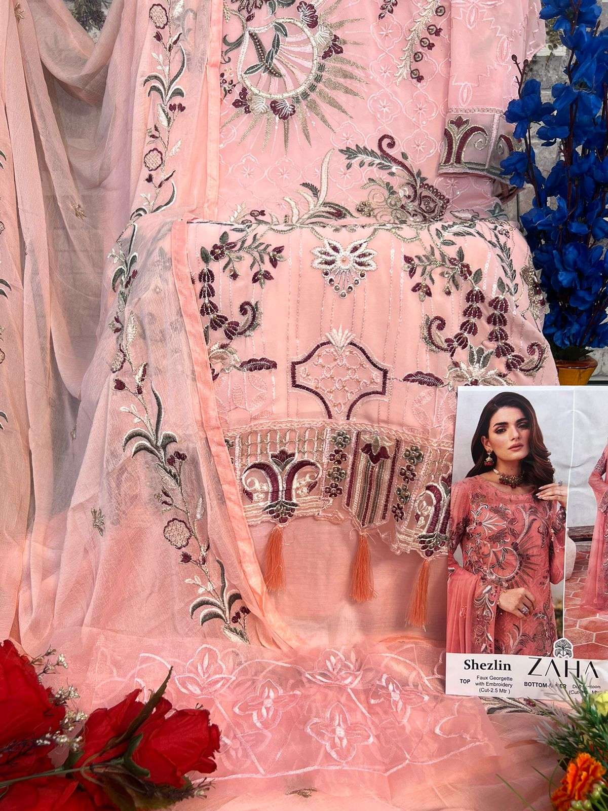 ZAHA SHEZLIN GEORGETTE EMBROIDERED SUIT