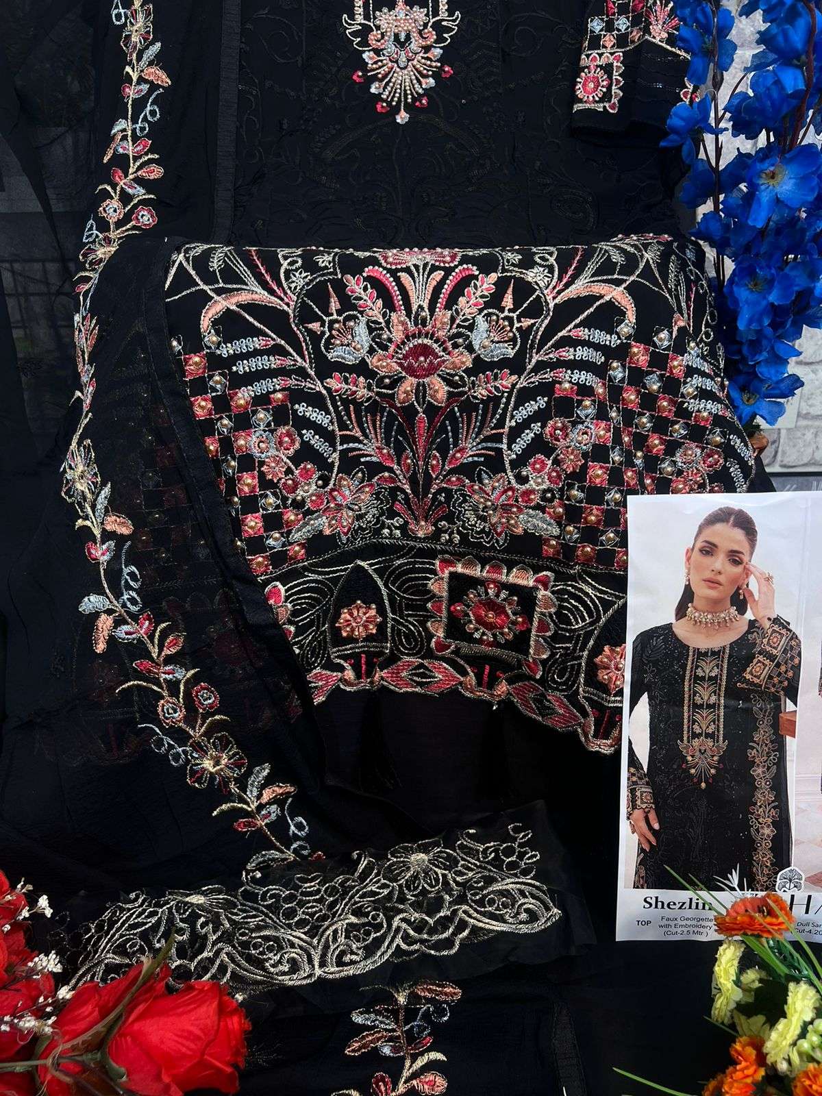 ZAHA SHEZLIN GEORGETTE EMBROIDERED SUIT