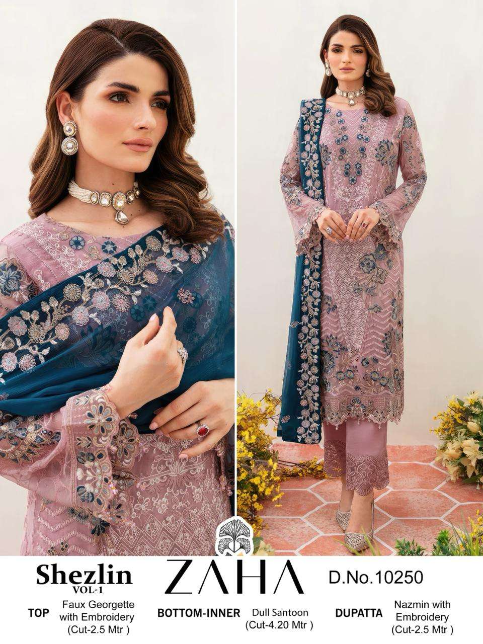 ZAHA SHEZLIN VOL 1 GEORGETTE HEAVY EMBROIDERED SUIT