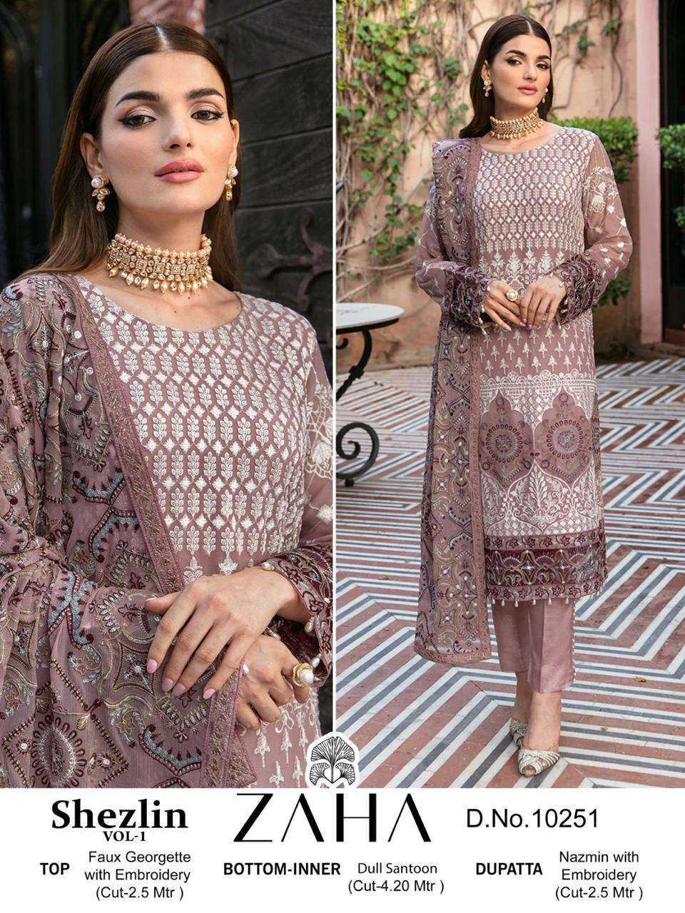 ZAHA SHEZLIN VOL 1 GEORGETTE HEAVY EMBROIDERED SUIT